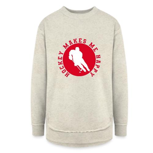Hockey Makes Me Happy – Ice Hockey Fan Emblem - Women's Weekend Tunic Fleece Sweatshirt