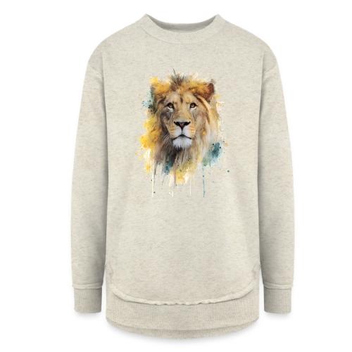 Watercolor Lion Portrait - Women's Weekend Tunic Fleece Sweatshirt