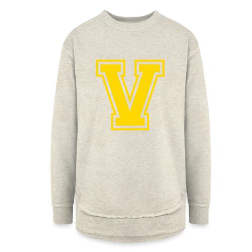 Letter V – Capital Athletic Alphabet Monogram - Women's Weekend Tunic Fleece Sweatshirt