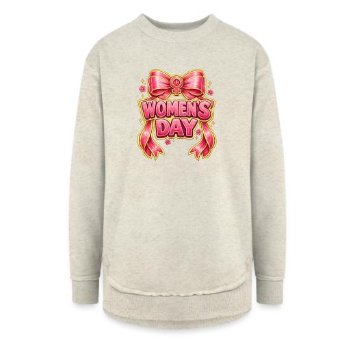 Cute Pink Bow Women’s Day Feminist Symbol - Women's Weekend Tunic Fleece Sweatshirt