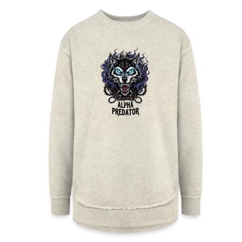 Alpha Predator Wolf Fierce Neon Eyes - Women's Weekend Tunic Fleece Sweatshirt