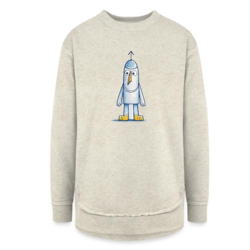 Funny Doodle Bird Character - Women's Weekend Tunic Fleece Sweatshirt