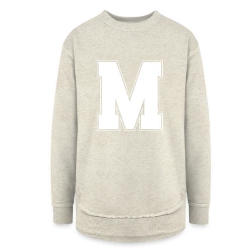 White Letter M – Varsity Alphabet Monogram - Women's Weekend Tunic Fleece Sweatshirt