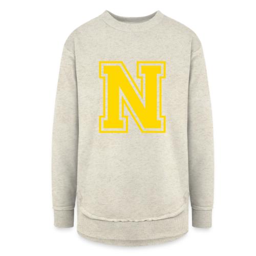 Letter N – Capital Athletic Alphabet Monogram - Women's Weekend Tunic Fleece Sweatshirt