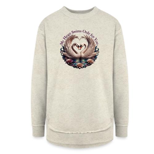 My Heart Swims Only for You Swan Heart T-Shirt - Women's Weekend Tunic Fleece Sweatshirt