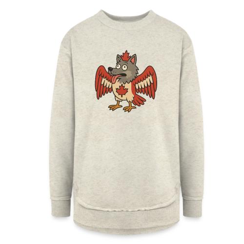 Maple-Mad Wolfbird – Quirky Canadian Creature - Women's Weekend Tunic Fleece Sweatshirt