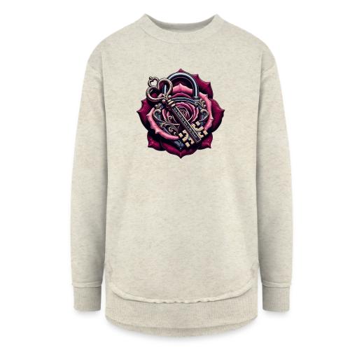 You Hold the Key to My Heart Rose Lock T-Shirt - Women's Weekend Tunic Fleece Sweatshirt