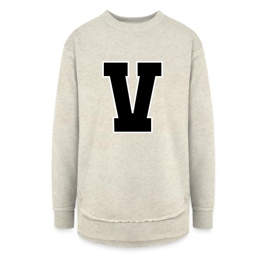 Varsity Letter V Athletic Alphabet Graphic - Women's Weekend Tunic Fleece Sweatshirt