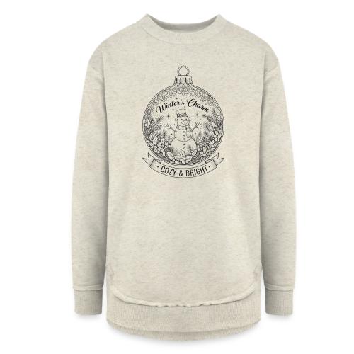 Festive Snowman T-Shirt - Women's Weekend Tunic Fleece Sweatshirt