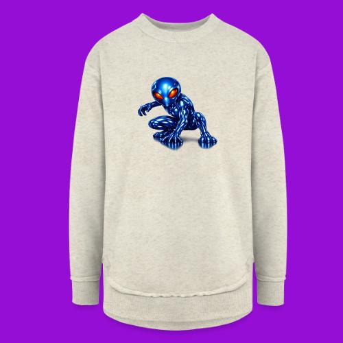 Blue Alien Crouch - Women's Weekend Tunic Fleece Sweatshirt