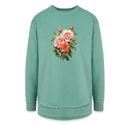 Pink Roses - Women's Weekend Tunic Fleece Sweatshirt