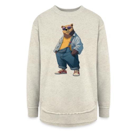 Fashion Streetwear Bear Cartoon Art - Women's Weekend Tunic Fleece Sweatshirt