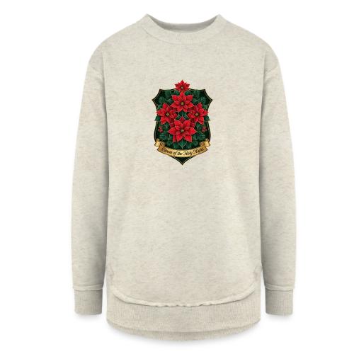 Poinsettia Crest T-Shirt - Women's Weekend Tunic Fleece Sweatshirt