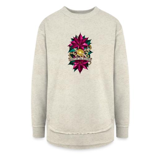 Queen of the Solstice Poinsettia T-Shirt - Women's Weekend Tunic Fleece Sweatshirt