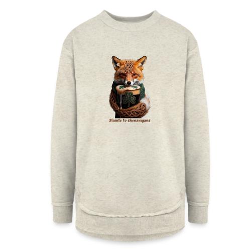 Sly Emerald Fox Toast T-Shirt - Women's Weekend Tunic Fleece Sweatshirt