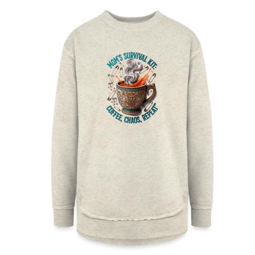 Mom's Survival Kit Tee | Coffee Chaos - Women's Weekend Tunic Fleece Sweatshirt