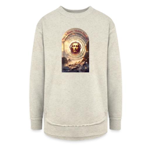 Easter He Is Risen Sacred Face T Shirt, wife Gift - Women's Weekend Tunic Fleece Sweatshirt