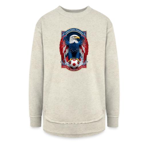 USA Eagle Emblem T Shirt, USA Soccer Pride Gift - Women's Weekend Tunic Fleece Sweatshirt
