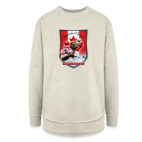 Canada Beaver Ascent T-Shirt, Canadian Pride Gift - Women's Weekend Tunic Fleece Sweatshirt