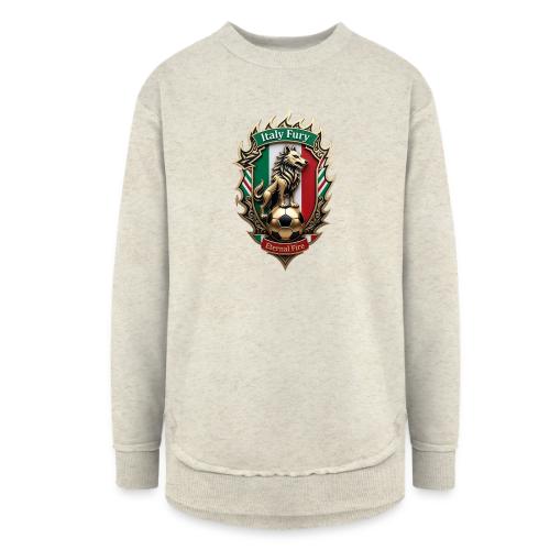 Italy Wolf Fury T-Shirt, Italian Flag Pride Gift - Women's Weekend Tunic Fleece Sweatshirt
