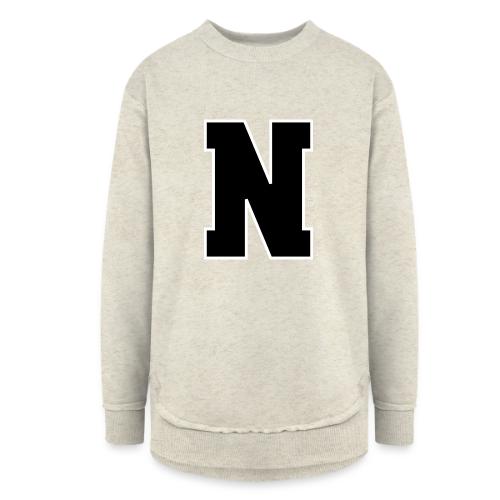 Varsity Letter N Athletic Font Graphic - Women's Weekend Tunic Fleece Sweatshirt