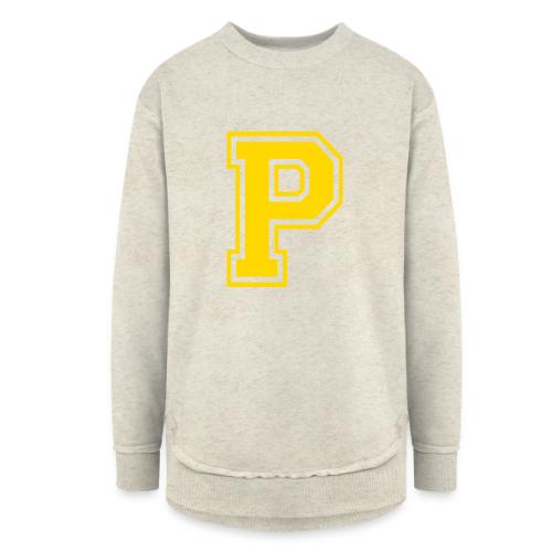 Letter P – Capital Athletic Alphabet Monogram - Women's Weekend Tunic Fleece Sweatshirt