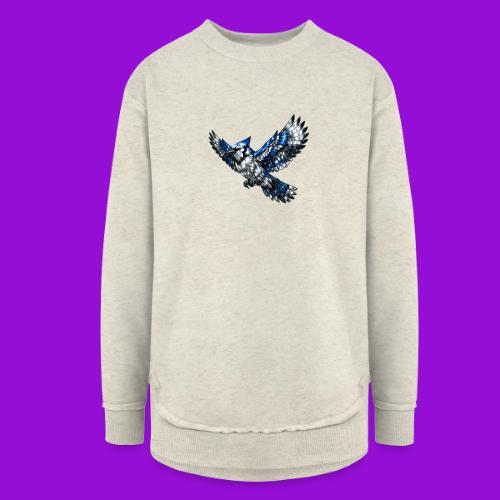 Silver Blue Jay in Flight - Women's Weekend Tunic Fleece Sweatshirt