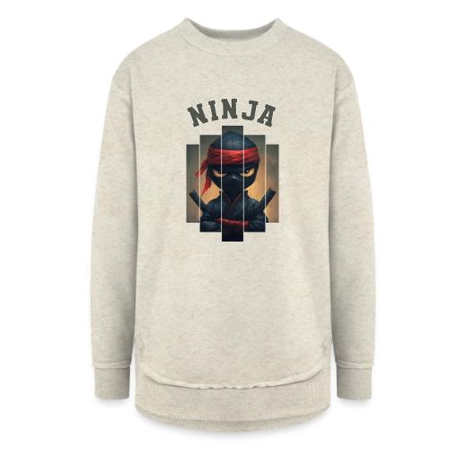 Cartoon Ninja Vibes - Women's Weekend Tunic Fleece Sweatshirt