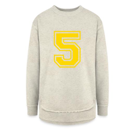 Number 5 in a classic athletic collegiate font - Women's Weekend Tunic Fleece Sweatshirt