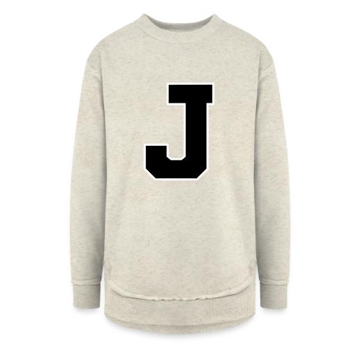 Varsity Letter J Athletic Alphabet Graphic - Women's Weekend Tunic Fleece Sweatshirt