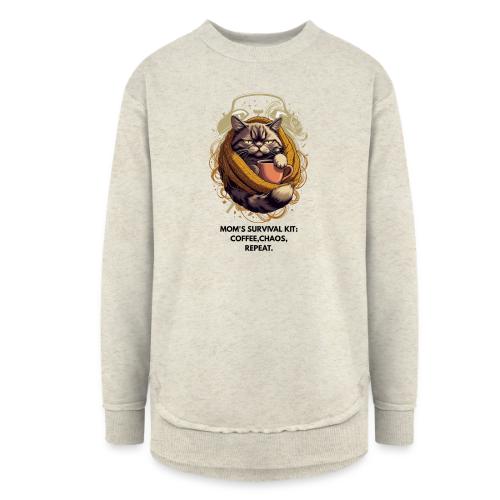Powered by Sarcasm Cat Tee - Women's Weekend Tunic Fleece Sweatshirt