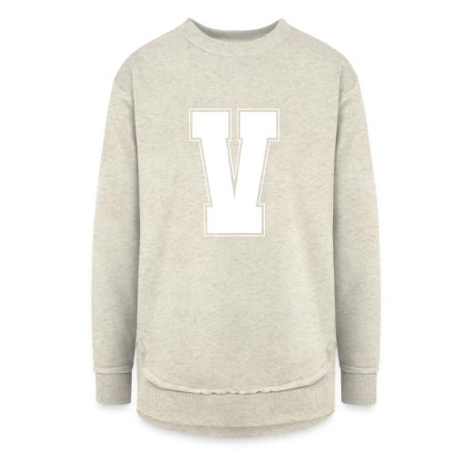 White Letter V – Varsity Alphabet Monogram - Women's Weekend Tunic Fleece Sweatshirt