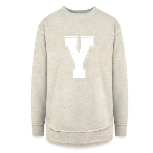 White Letter Y – Varsity Alphabet Monogram - Women's Weekend Tunic Fleece Sweatshirt