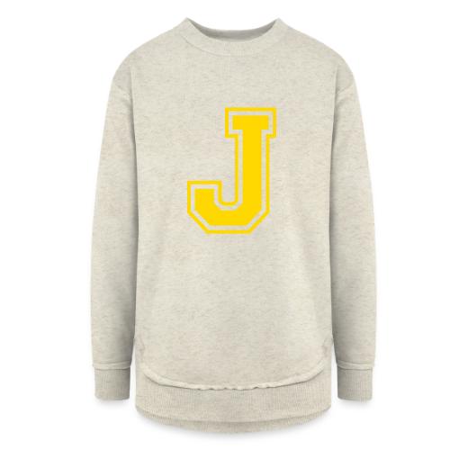 Letter J – Capital Athletic Alphabet Monogram - Women's Weekend Tunic Fleece Sweatshirt