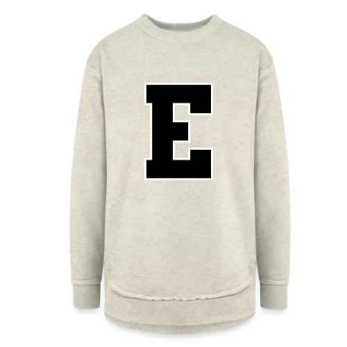 Varsity Letter E Collegiate Font Graphic - Women's Weekend Tunic Fleece Sweatshirt