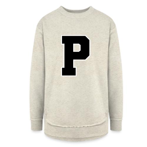 Varsity Letter P Athletic Alphabet Design - Women's Weekend Tunic Fleece Sweatshirt