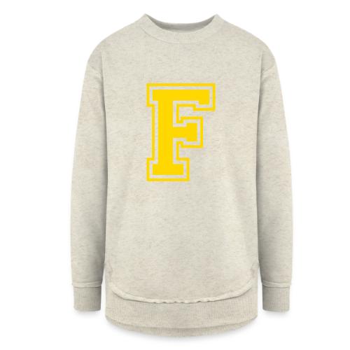 Letter F – Capital Athletic Alphabet Monogram - Women's Weekend Tunic Fleece Sweatshirt