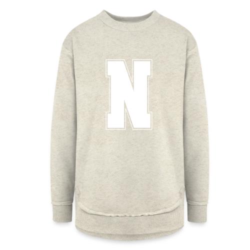 White Letter N – Varsity Alphabet Monogram - Women's Weekend Tunic Fleece Sweatshirt