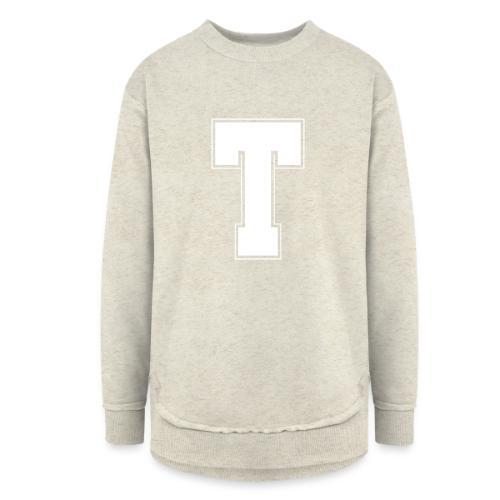 White Letter T – Varsity Alphabet Monogram - Women's Weekend Tunic Fleece Sweatshirt