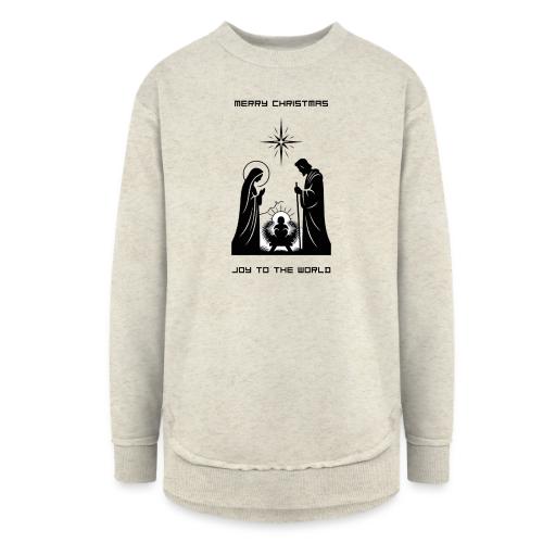 Joy to the World T-Shirt | Minimalist Nativity - Women's Weekend Tunic Fleece Sweatshirt
