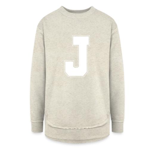 White Letter J – Varsity Alphabet Monogram - Women's Weekend Tunic Fleece Sweatshirt