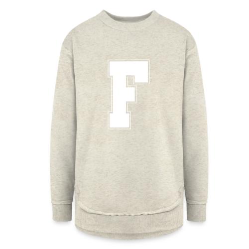 White Letter F – Varsity Alphabet Monogram - Women's Weekend Tunic Fleece Sweatshirt