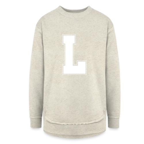 White Letter L – Varsity Alphabet Monogram - Women's Weekend Tunic Fleece Sweatshirt
