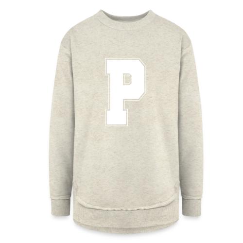 White Letter P – Varsity Alphabet Monogram - Women's Weekend Tunic Fleece Sweatshirt
