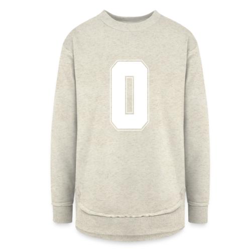 White Number 0 – Varsity Font - Women's Weekend Tunic Fleece Sweatshirt