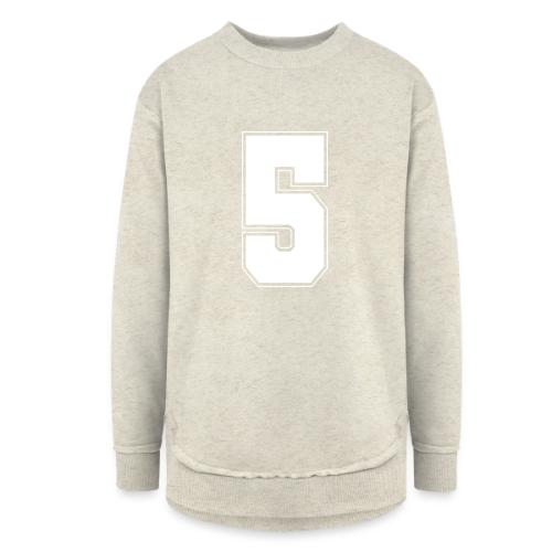 White Number 5 – Varsity Font - Women's Weekend Tunic Fleece Sweatshirt