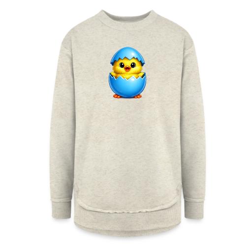 Easter Chick Blue - Women's Weekend Tunic Fleece Sweatshirt