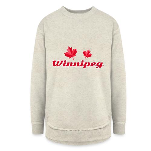 Winnipeg with two red maple leaves - Women's Weekend Tunic Fleece Sweatshirt
