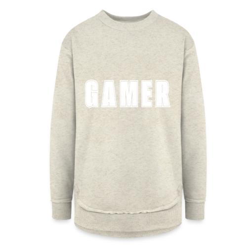 Gamer Collegiate White Text Design - Women's Weekend Tunic Fleece Sweatshirt