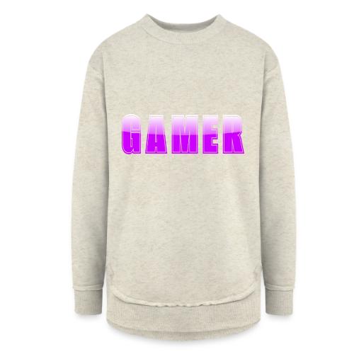 Gamer Purple Glossy Collegiate Design - Women's Weekend Tunic Fleece Sweatshirt